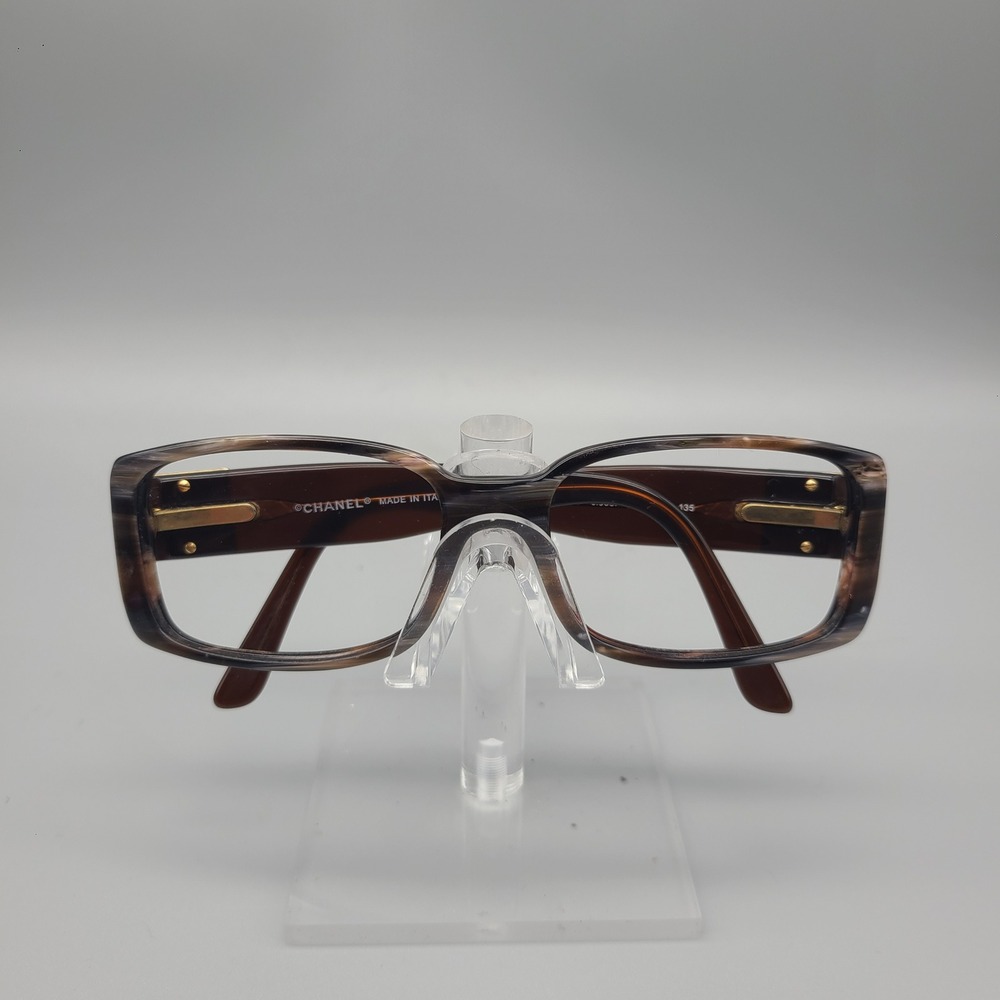 Chanel 5115-Q Tortoise Shell Gold CC Logo Rectangular Eyeglasses Frames Italy